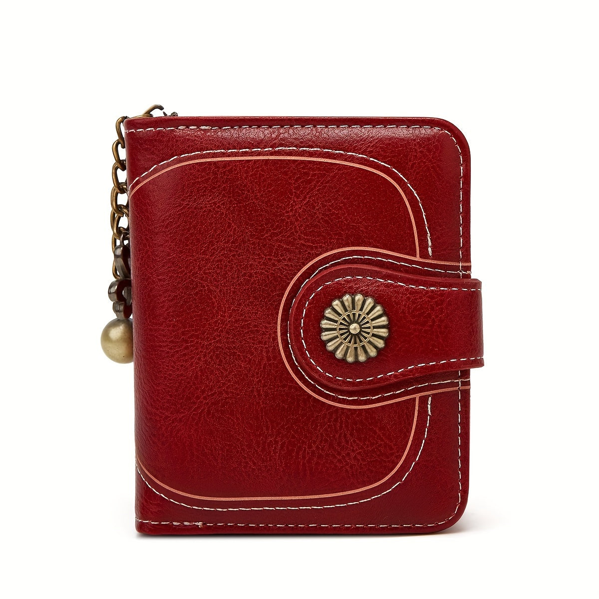 Vintage Solid Color Short Wallet, Zipper Around Coin Purse, Classic Women's Credit Card Holder