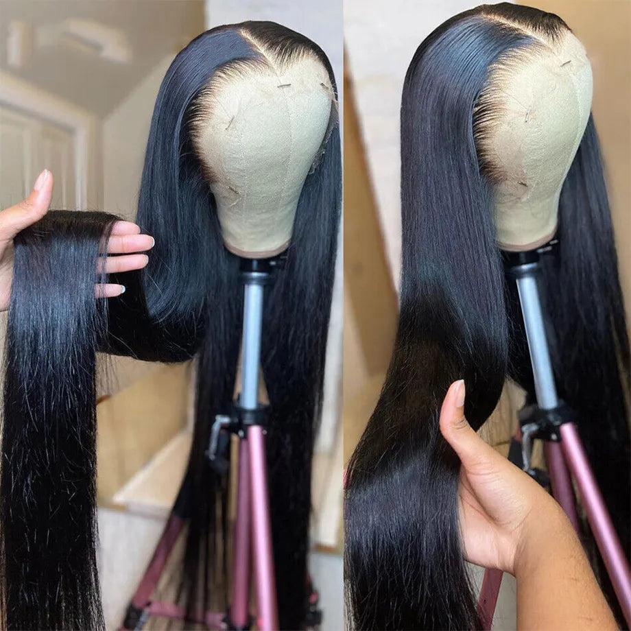 Brazilian Straight Full Lace Front Human Hair Wigs Pre Plucked 360 HD Transparent Lace Frontal Wigs For Women Natural Black /Brown/Red/White Synthetic Wig