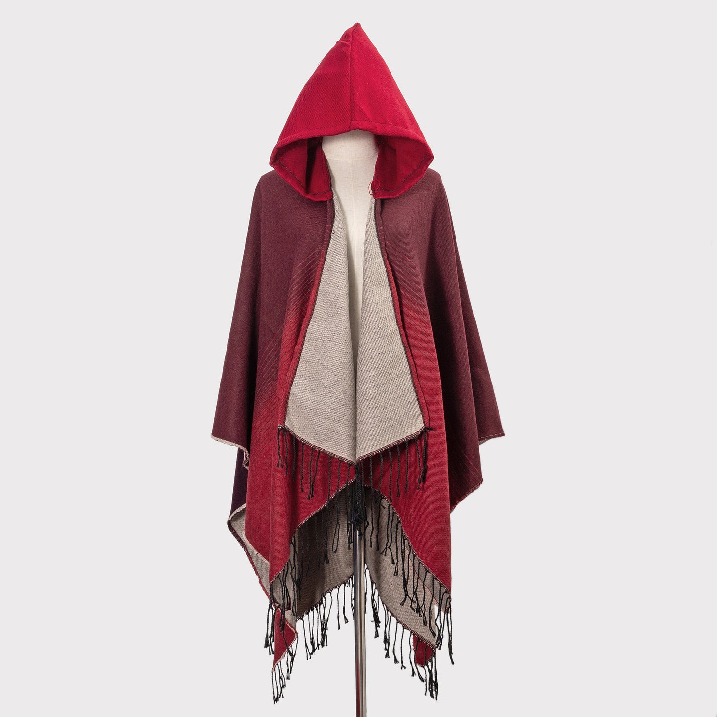 Cozy Oversized Hoodie Scarf Blanket - Stylish Boho Geometric Print with Tassels - Ultra-Soft Warm Cape for Outdoor Adventures, Windproof & Thick Cardigan Shawl