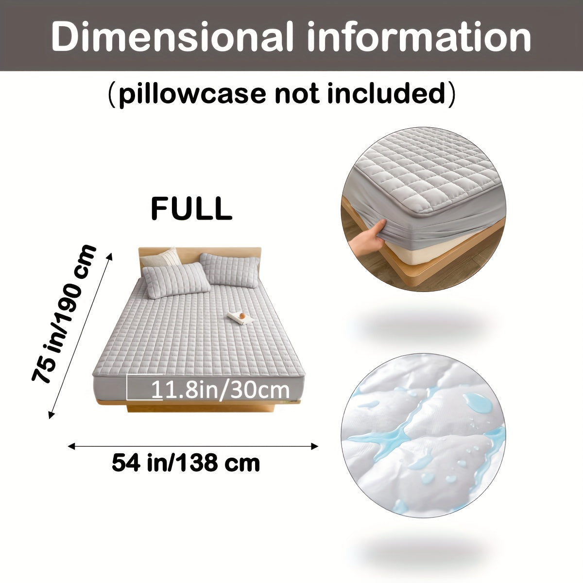 1pc Deluxe Hypoallergenic Mattress Protector - Deep Pocket, Quilted, Waterproof and Soft, for Comfortable Sleep in Bedroom or Guest Room