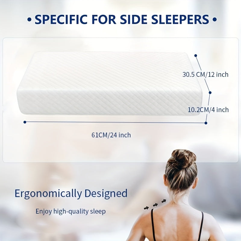 1pc Ultimate Comfort Square Pillow - Bed Pillows for Side Sleepers with Memory Foam Support for Neck and Shoulder Relaxation, Removable Cover, King/Queen Size, White, Promoting Deeper Sleep and Waking Up Refreshed