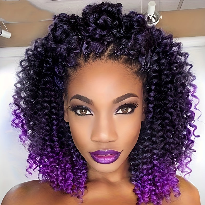 Radiant Purple Kinky Curly Bob Wig - Heat Resistant Synthetic Hair - Half Wigs for Fashionable Women - Effortless Style, High-Temperature Safe