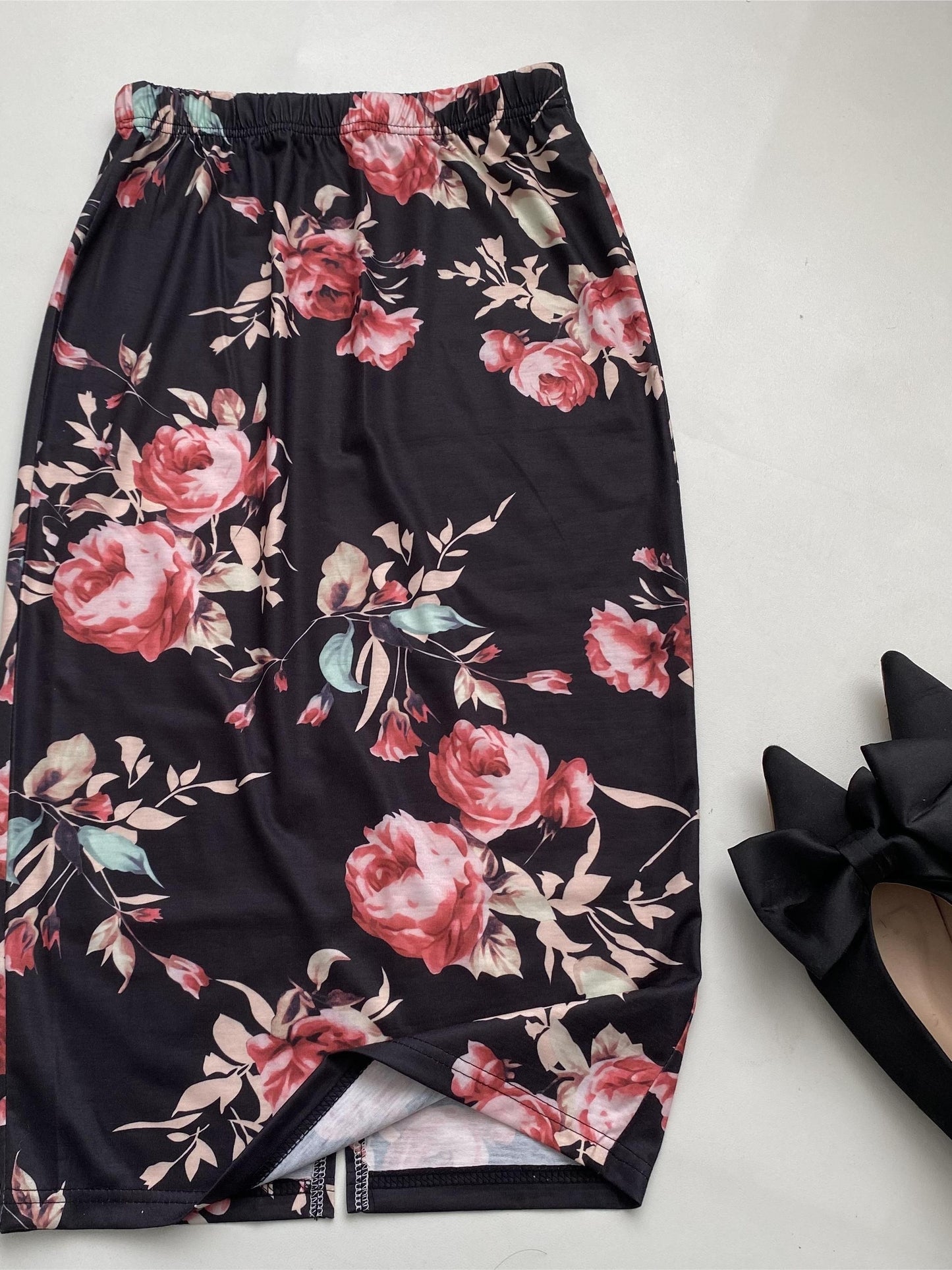 Floral Print High Waist Skirt, Casual Slim Midi Skirt, Women's Clothing