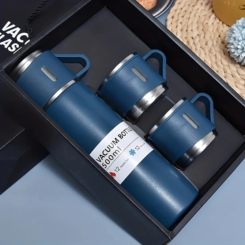 1pc/1 Set, Vacuum Flask, Stainless Steel Insulated Water Bottle With Extra 2 Lids, Travel Thermal Cups, For Hot And Cold Beverages, Summer Winter Drinkware, Gifts