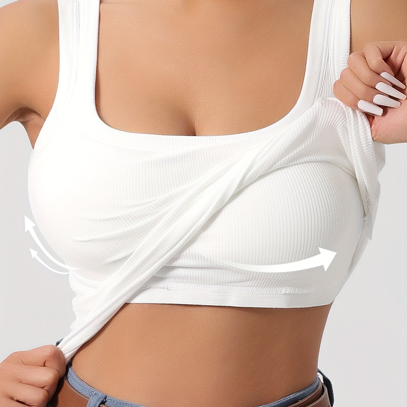 ZllKl Slim Solid Color Sports Tank Top With Detachable Chest Pad, Bottoming Vest T-shirt, Women's Clothing