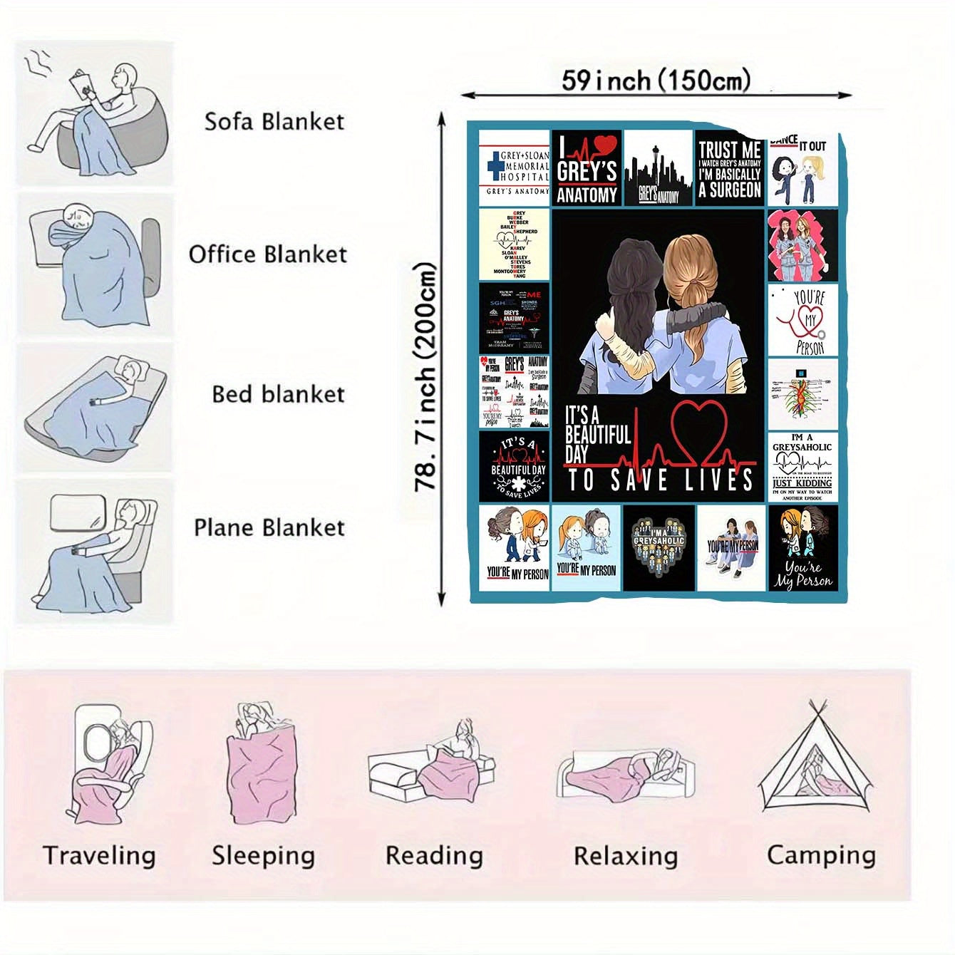 1pc Soft Doctor Flannel Digital Printing Blanket - Ultra Cozy, Warm, and Comfortable for Sofa, Bed, Travel, Camping, and Napping - Perfect Gift for Friends and Special Doctors, Suitable for All Seasons