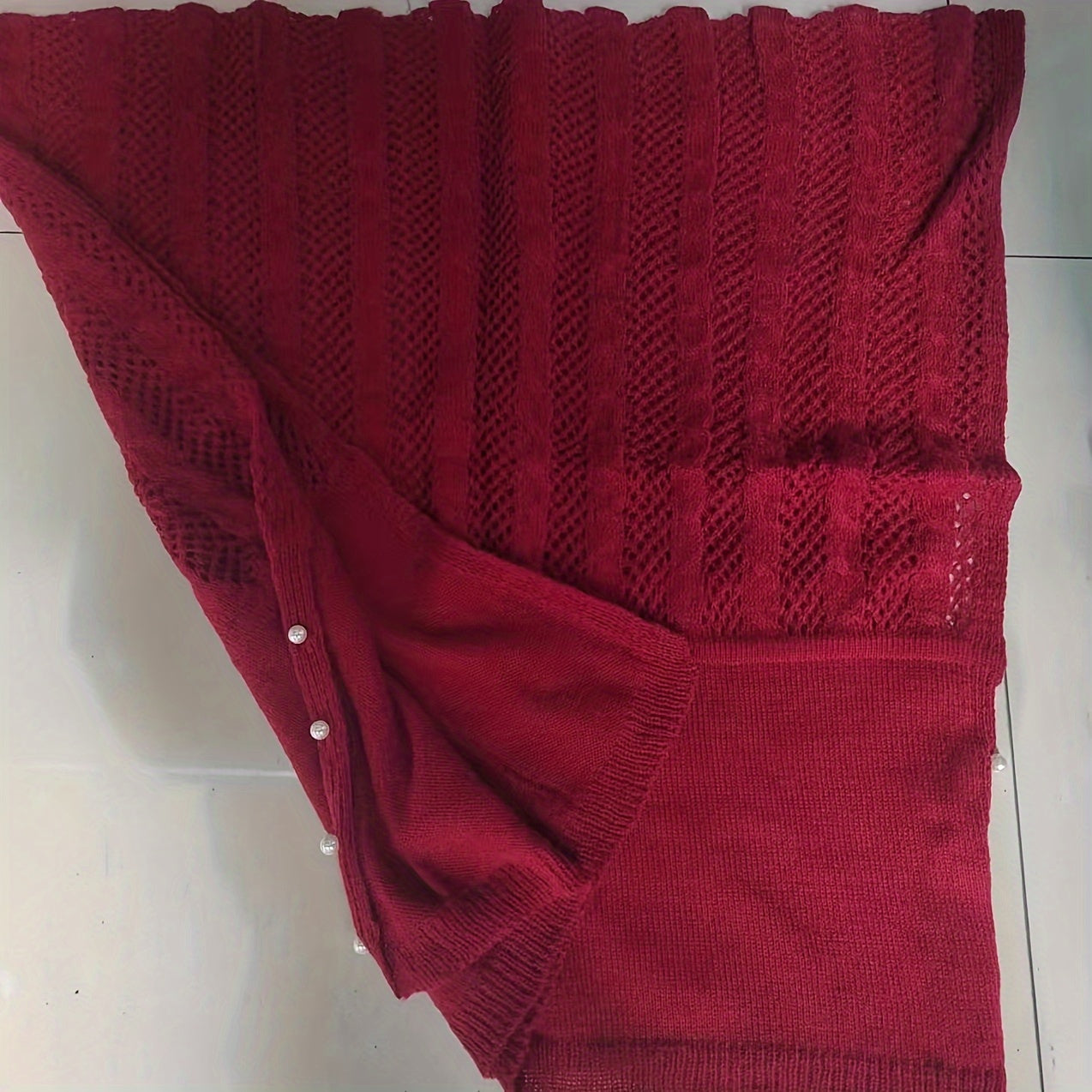 Luxurious Knitted Shawl Wrap - Soft, Twisted Flower Design with Faux Pearls, Versatile Autumn and Winter Accessory for Office, Casual Daily Wear, and Outdoor Activities - Perfect Gift for Women and Ladies