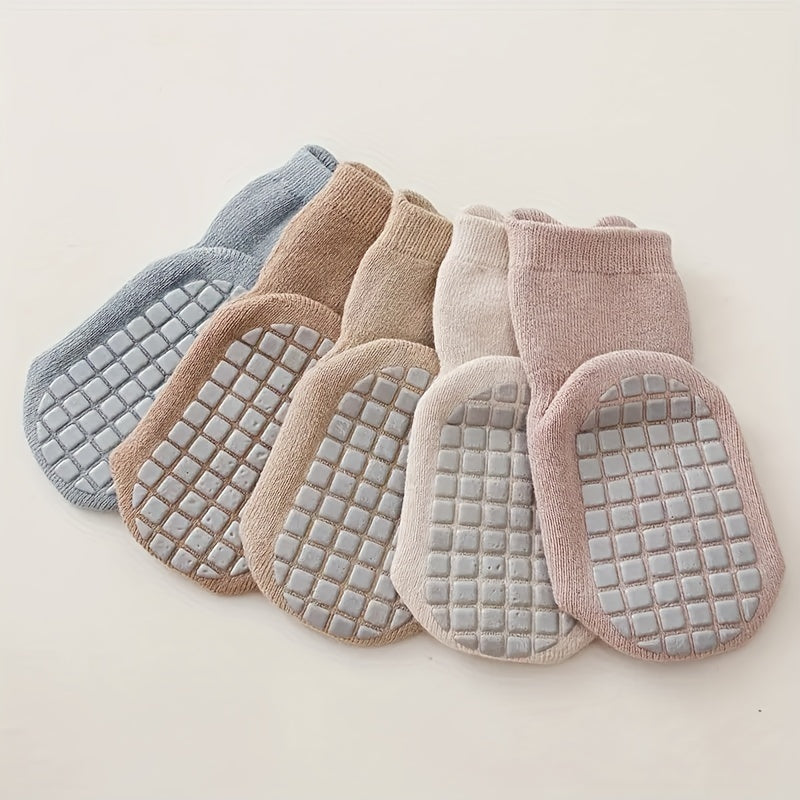 3 Pairs Of Baby Boy's Cute Animals Pattern Crew Socks With Good Grip, Comfy Breathable Thermal Socks, Winter & Autumn