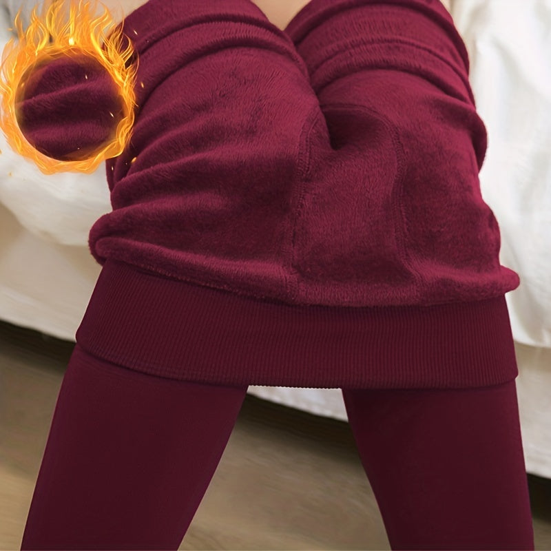 Thermal Fleece-Lined Tights for Women - Warm and Stretchy Base Layer Leggings for Autumn & Winter Outdoor Activities - Elastic, Breathable, and Moisture-Wicking