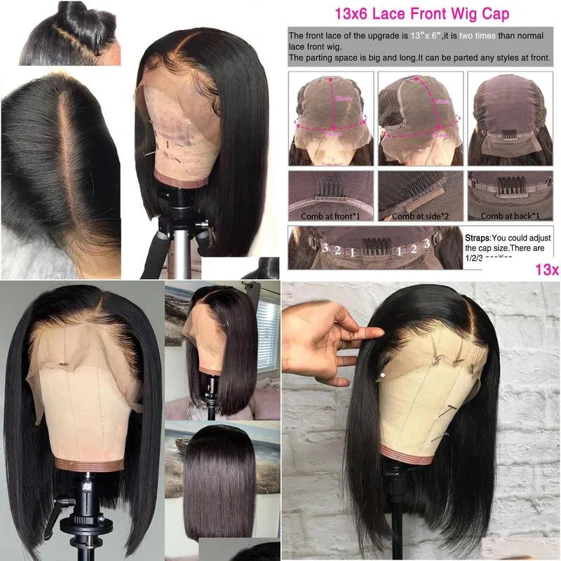 Human Hair Wigs 13X6 Straight Lace Front Black Women Deep Parting With Baby Pre Plucked Brazilian Remy Drop Delivery Products Virgin Dhsjd