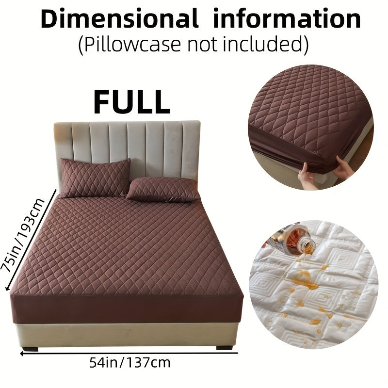 1pc Solid Color Luxurious Mattress Protector - Waterproof, Soft & Cozy Cover - Non-slip All-inclusive Guest Room Bedding - Excludes Pillowcase & Pillow Insert
