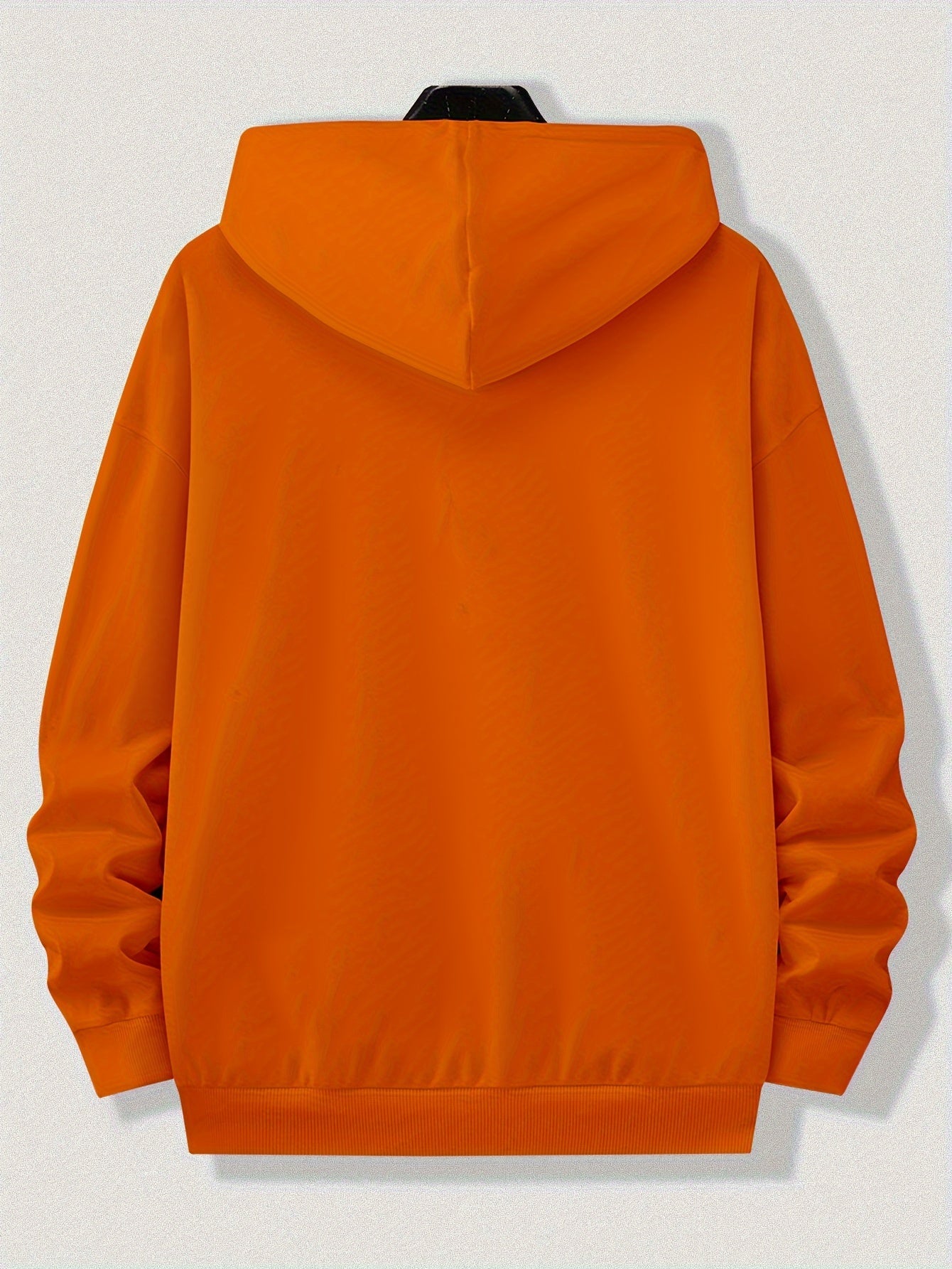 100% Polyester Plus Size Solid Color Zip-Up Hoodie for Men - Preppy Sports Style with Hood, Non-Stretch Drawstring Detail, Regular Fit for Spring/Fall Activities