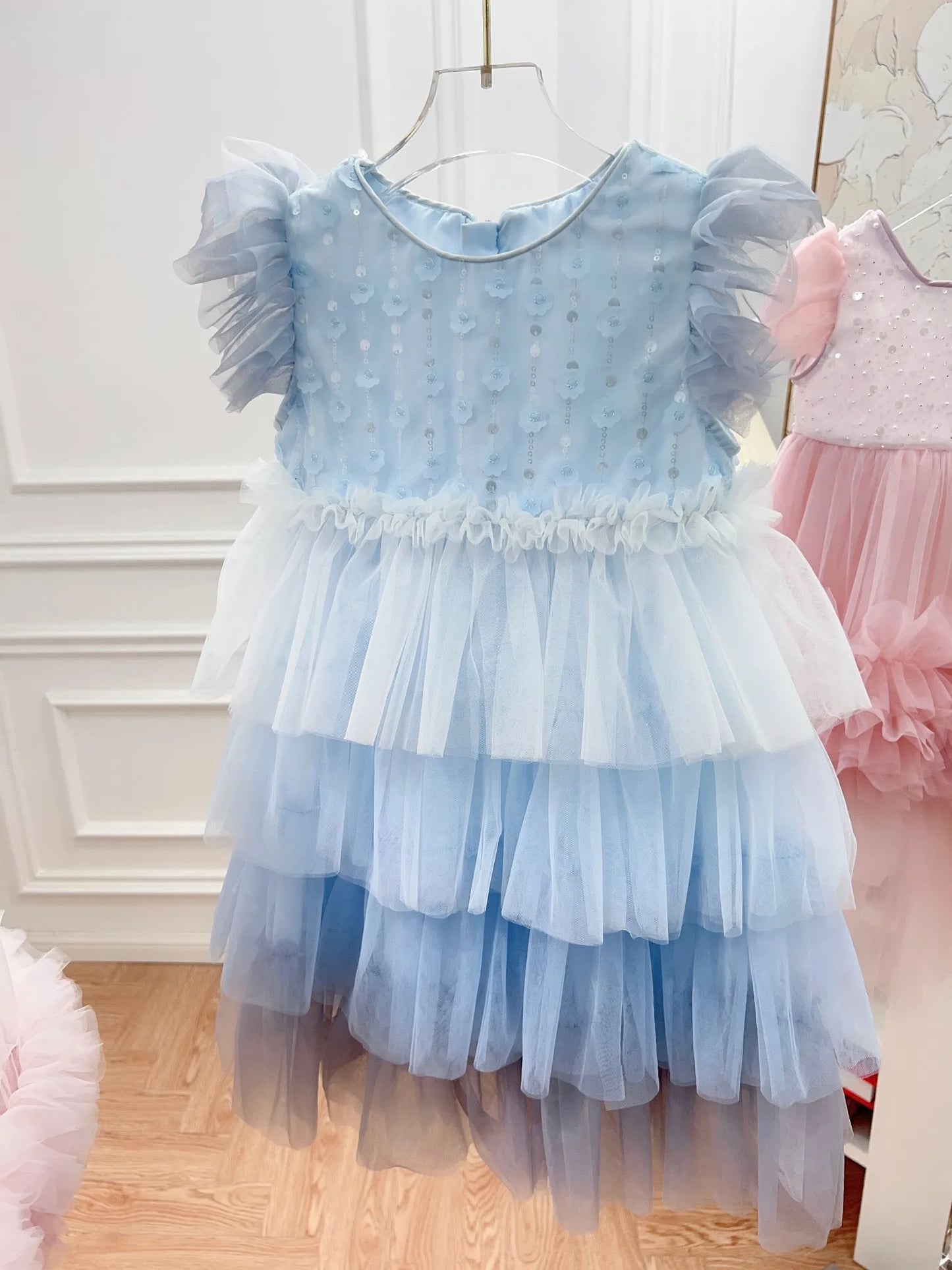Customized Kids Girls Princess Dress Childrens Girl's Dresses Fashion Summer Petal Wedding Cothes