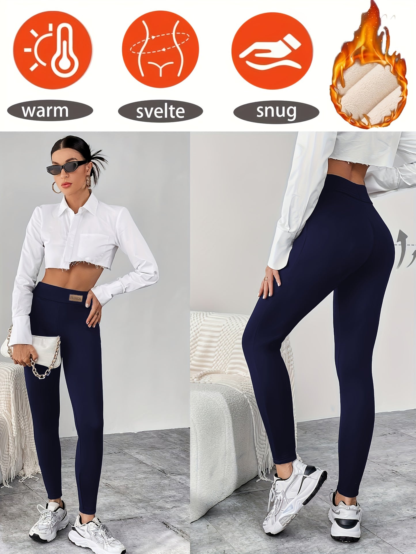 Cozy Fleece-Lined High-Waist Leggings for Women - Stretchy, Slimming Winter Warmth in Solid Colors