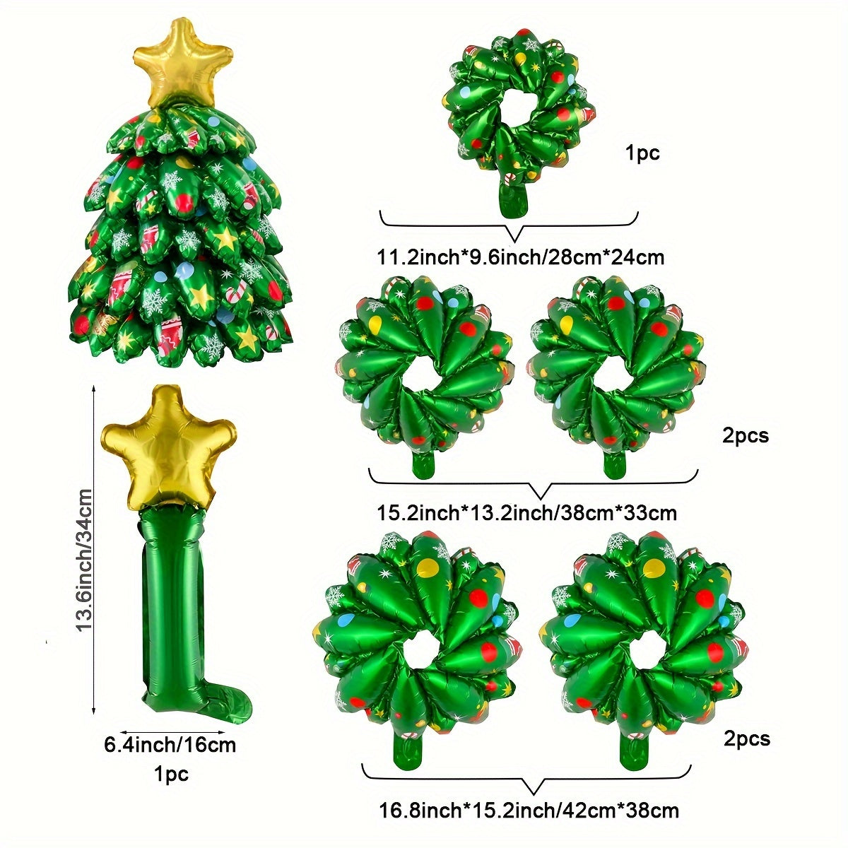 Exclusive DIY Stacking Christmas Tree Balloons Set - Custom Style, Assembly Required, Inflatable, Reusable, Party Decoration Essentials for Christmas and New Year Celebrations - Unique Tree Shape, Vibrant Colors, Easy to Assemble, and Durable