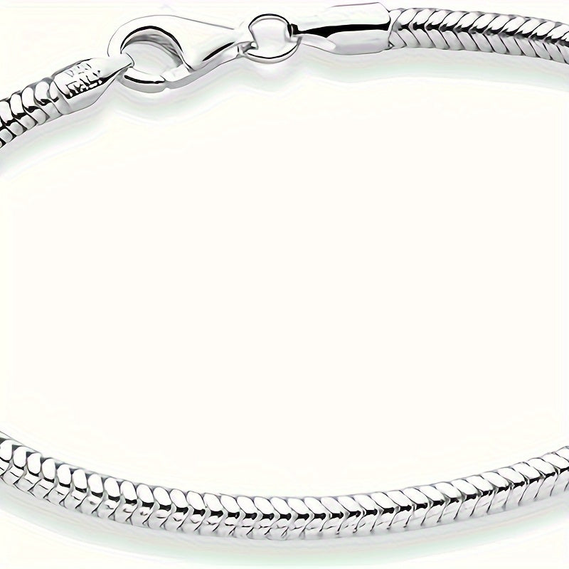 Luxurious 925 Sterling Silver Italian Snake Chain Charm Bracelet - Hypoallergenic, Nickel-Free, Durable, and Adjustable - Perfect for Women, Men, Teen Girls, with Exquisite Gift Box and Ready for Gifting
