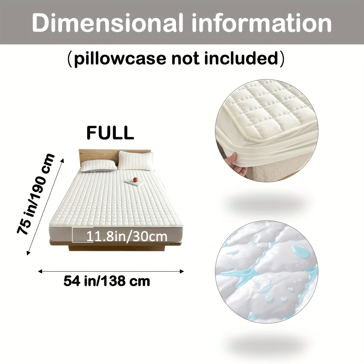 1pc Deluxe Hypoallergenic Mattress Protector - Deep Pocket, Quilted, Waterproof and Soft, for Comfortable Sleep in Bedroom or Guest Room