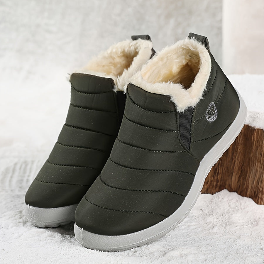 Men's Snow Boots, Warm Cozy Non-slip Ankle Boots Plush Comfy Outdoor Hiking Shoes Lined Trekking Shoes, Winter