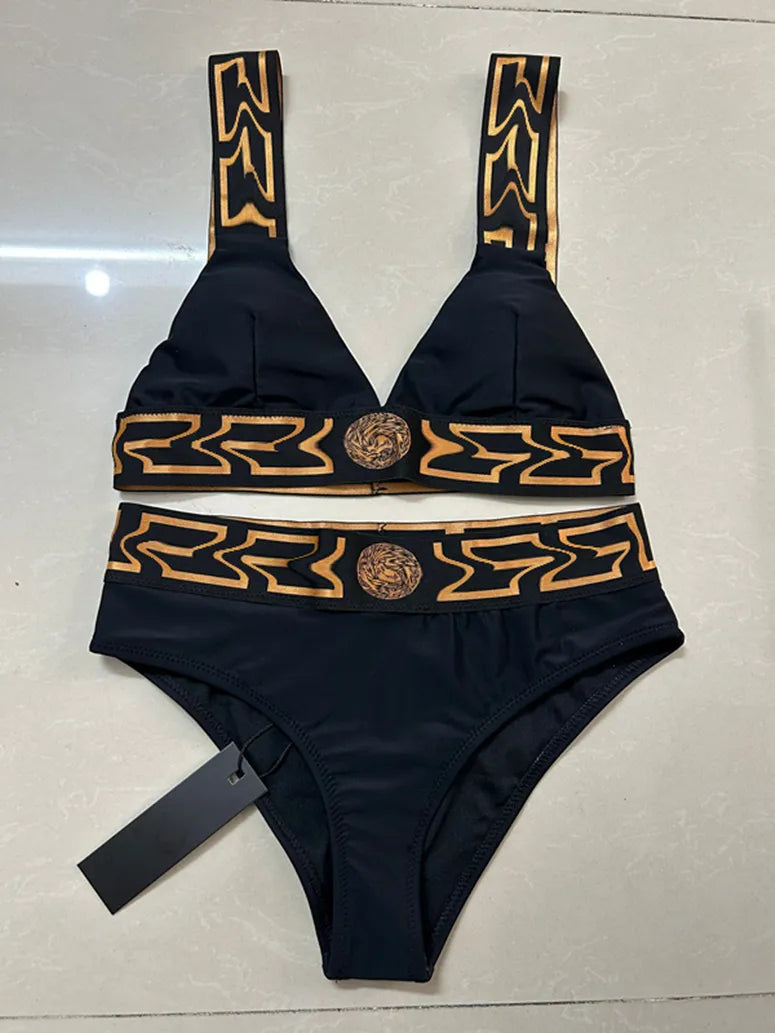 Women Black One Piece Swimwear Designer Padded Bikinis ss Summer Beach Swim Biquinis Letter Print Vacation Hot Spring Bathing Suit #3288