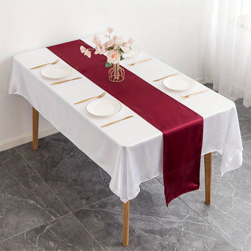 1pc, Stain Table Runner, Color Ding Table Runner, Wedding Banquet Birthday Party Table Decoration, Simple Solid Color Table Runner, Room Decor, Dining Table Decor