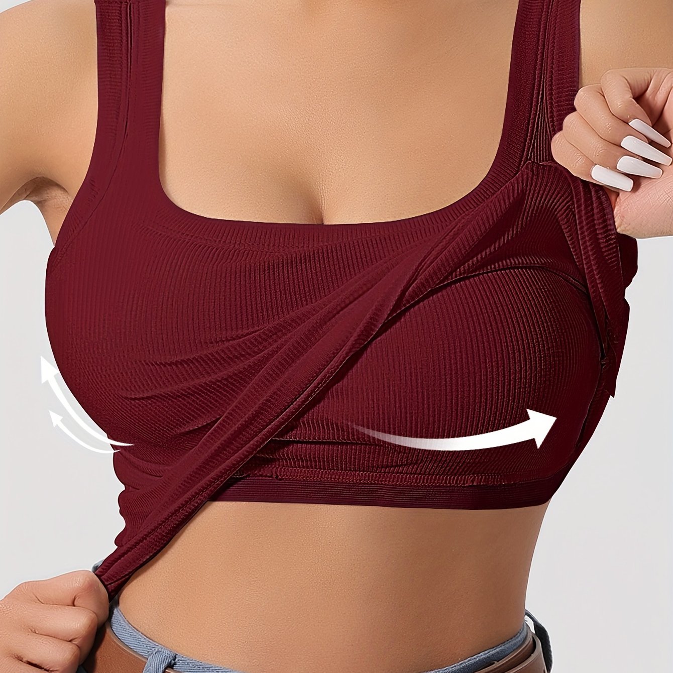 ZllKl Slim Solid Color Sports Tank Top With Detachable Chest Pad, Bottoming Vest T-shirt, Women's Clothing