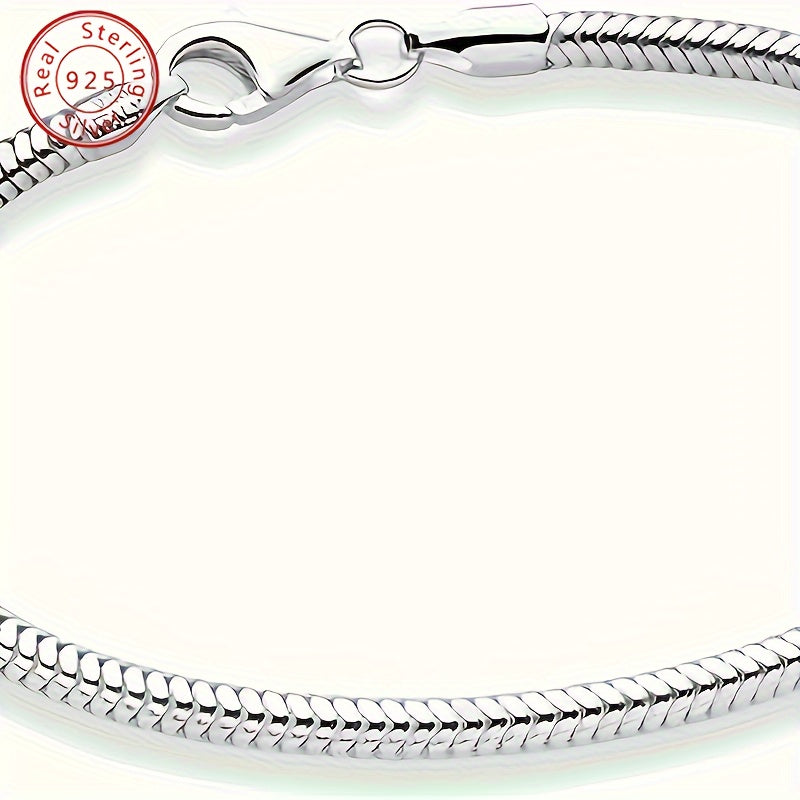 Luxurious 925 Sterling Silver Italian Snake Chain Charm Bracelet - Hypoallergenic, Nickel-Free, Durable, and Adjustable - Perfect for Women, Men, Teen Girls, with Exquisite Gift Box and Ready for Gifting