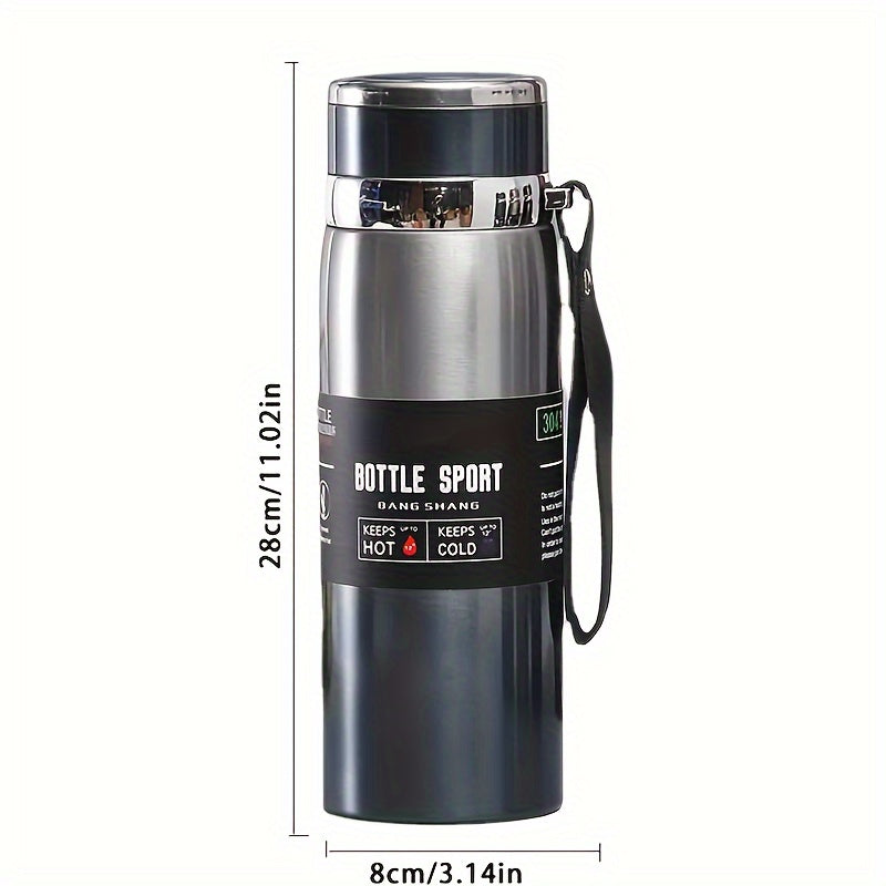 35oz Stainless Steel Insulated Mug - Leakproof, Portable Travel Jug with Sling for Outdoor Sports & Climbing