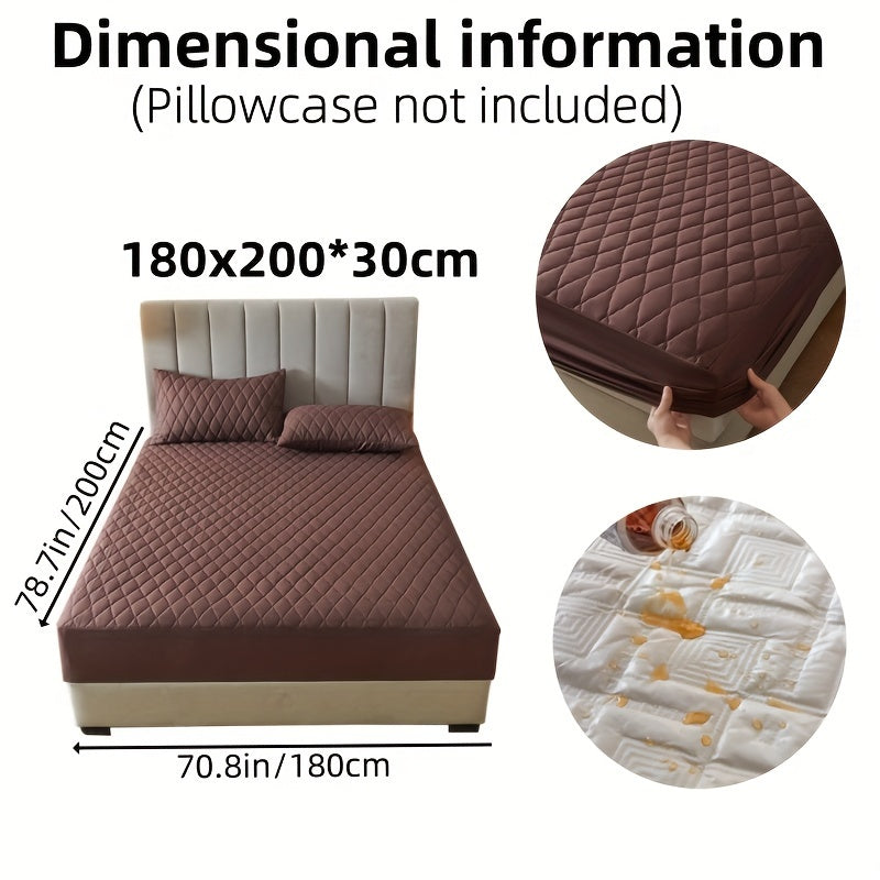 1pc Solid Color Luxurious Mattress Protector - Waterproof, Soft & Cozy Cover - Non-slip All-inclusive Guest Room Bedding - Excludes Pillowcase & Pillow Insert