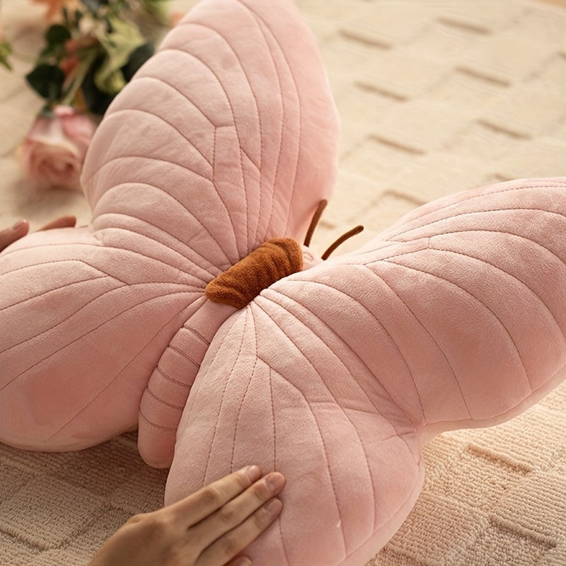 Pink Butterfly Plush Throw Pillow - Ultra-Soft, Hypoallergenic Polyester Cushion for Cozy Rest, Decorative Accent, and Vibrant Room Addition - Perfect for Living Room, Bedroom, or Office