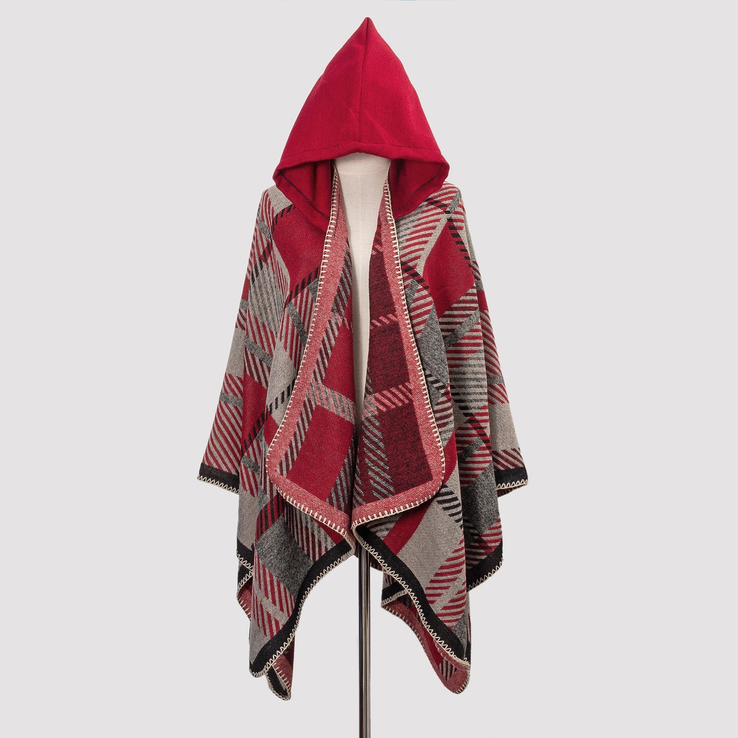 Cozy Oversized Hoodie Scarf Blanket - Stylish Boho Geometric Print with Tassels - Ultra-Soft Warm Cape for Outdoor Adventures, Windproof & Thick Cardigan Shawl