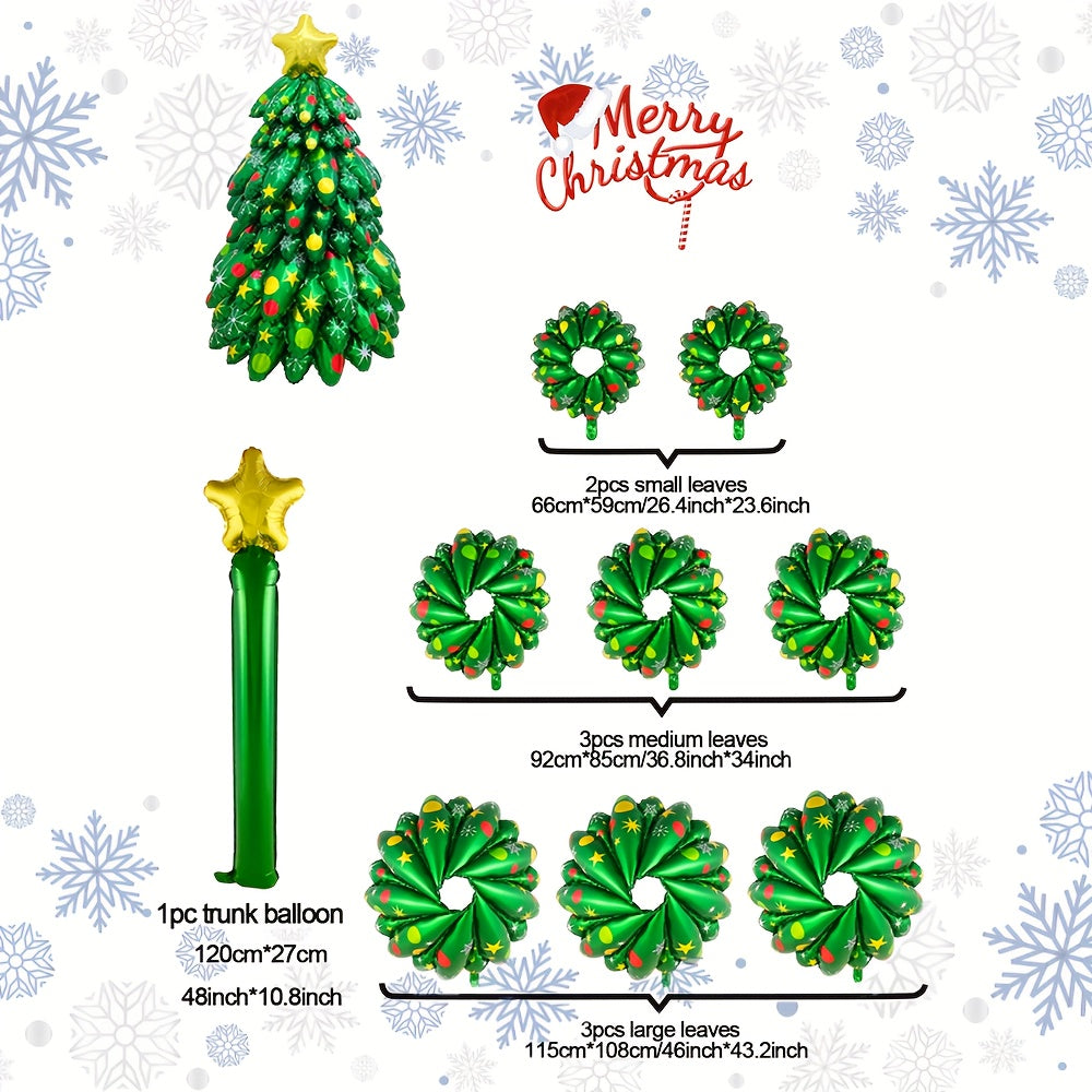 Exclusive DIY Stacking Christmas Tree Balloons Set - Custom Style, Assembly Required, Inflatable, Reusable, Party Decoration Essentials for Christmas and New Year Celebrations - Unique Tree Shape, Vibrant Colors, Easy to Assemble, and Durable