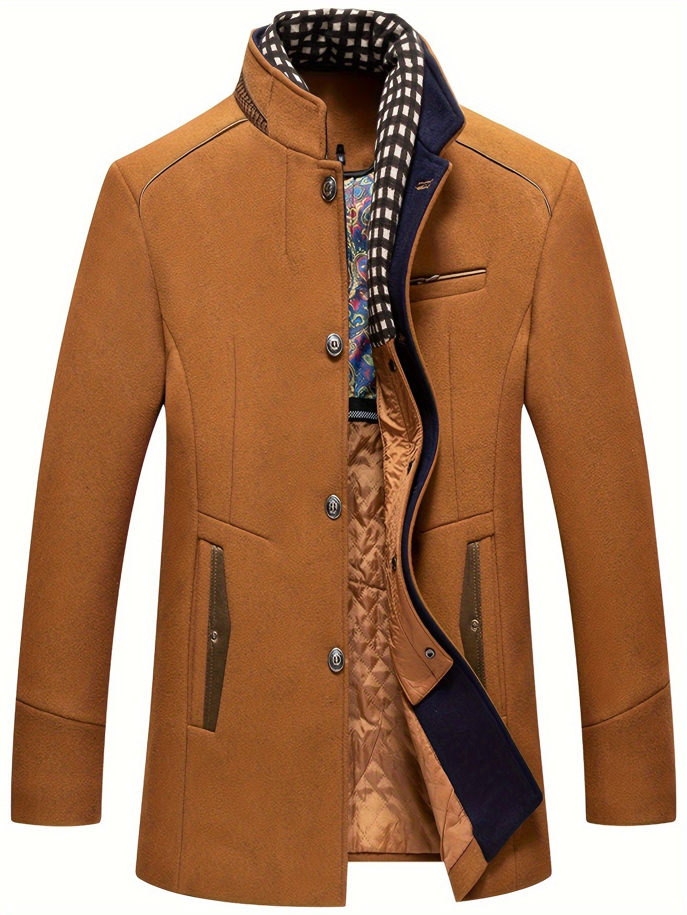 Men's Business Woolen Coat Fashion Scarf Non Ironing Woolen Coat Windproof Warm Coat