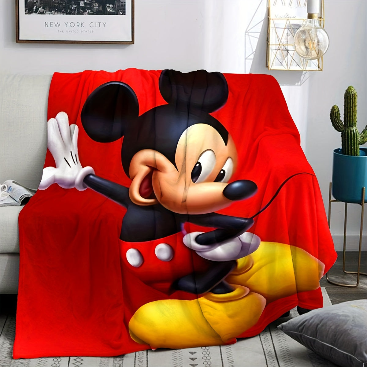 UME Mickey Mouse Flannel Throw Blanket - Soft, Warm & Cozy for Couch, Bed, Travel, Camping | All-Season Comfort