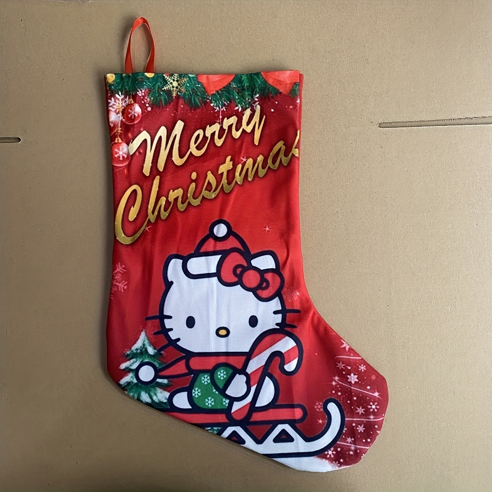 Hello Kitty Christmas Stockings - Festive Decorative Socks for Holiday Gifts & Home Decor, Polyester, No Power Needed, Christmas Decor