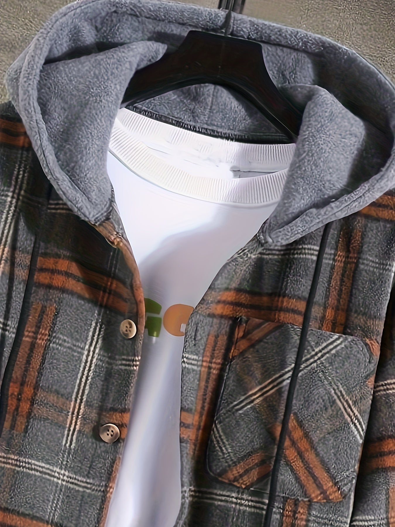 Stylish Plus Size Men's Plaid Hooded Jacket - Oversized Varsity Jacket with Hoodie Design for Spring, Fall, and Winter - Soft, Casual, and Comfortable Clothing for Big and Tall Men
