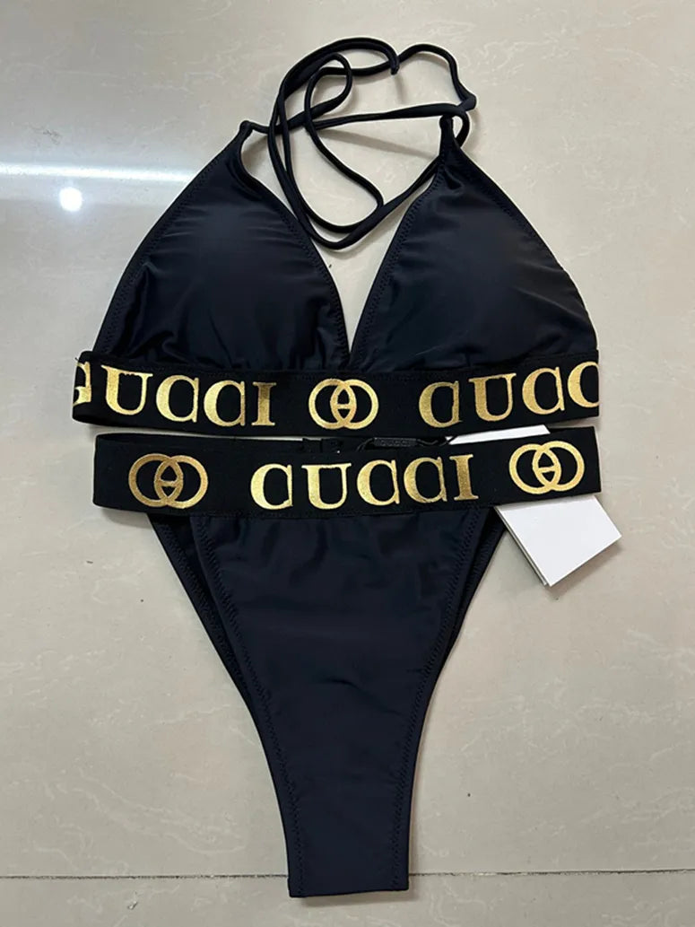 Women Black One Piece Swimwear Designer Padded Bikinis ss Summer Beach Swim Biquinis Letter Print Vacation Hot Spring Bathing Suit #3288