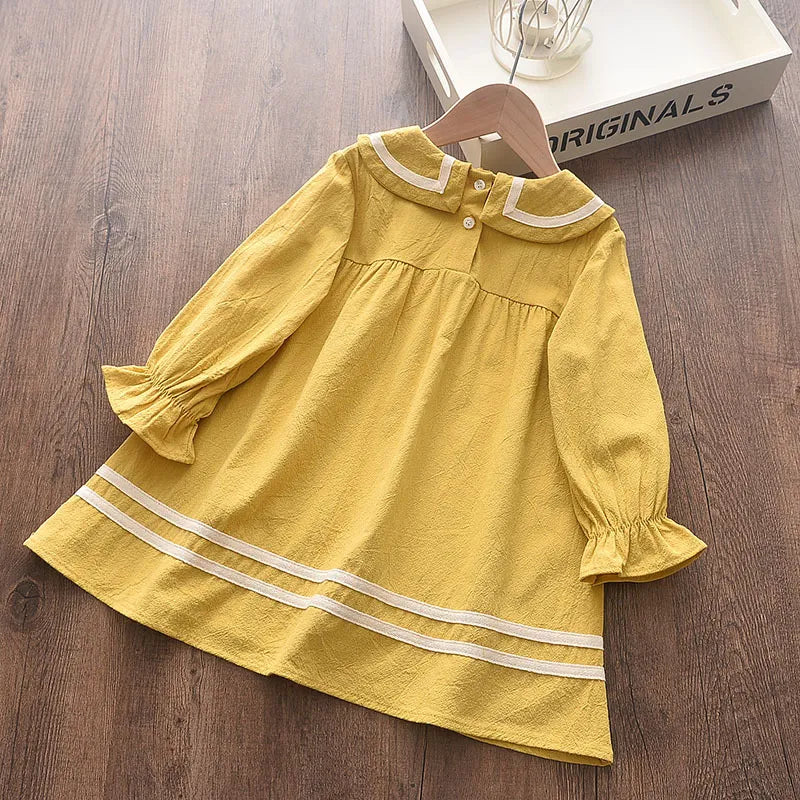 Baby & Kids Clothing Girl's Dresses Winter Fashion Sweet Cute Plush Warm A-line Black Skirt With Ruffles For Children Clothes Linen Blends