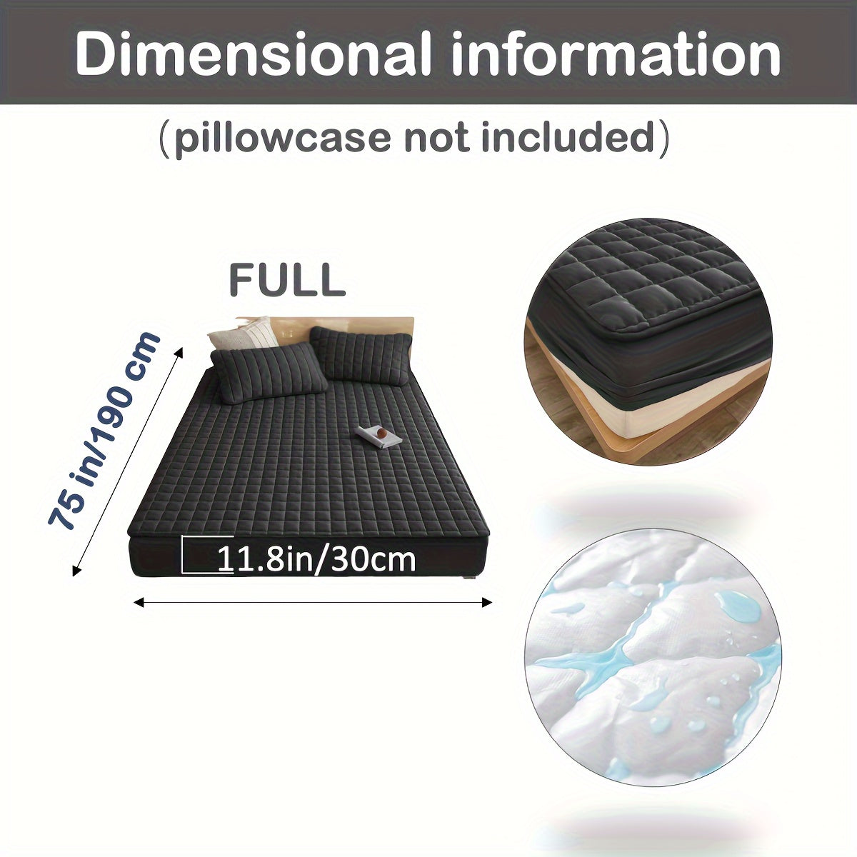 1pc Deluxe Hypoallergenic Mattress Protector - Deep Pocket, Quilted, Waterproof and Soft, for Comfortable Sleep in Bedroom or Guest Room