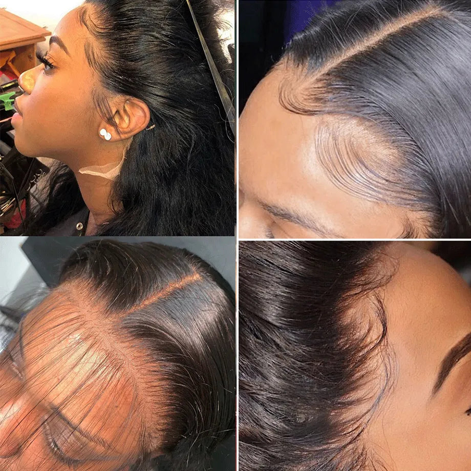 Brazilian Straight Full Lace Front Human Hair Wigs Pre Plucked 360 HD Transparent Lace Frontal Wigs For Women Natural Black /Brown/Red/White Synthetic Wig