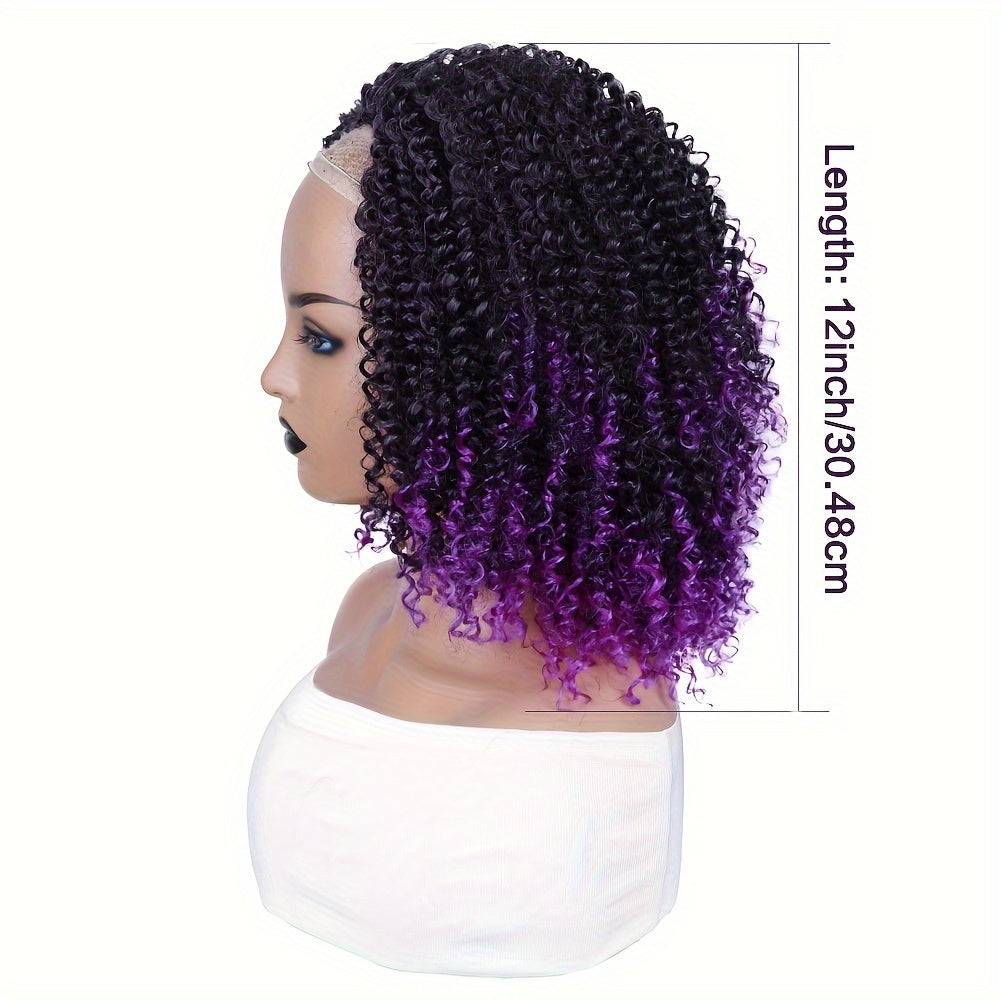 Radiant Purple Kinky Curly Bob Wig - Heat Resistant Synthetic Hair - Half Wigs for Fashionable Women - Effortless Style, High-Temperature Safe