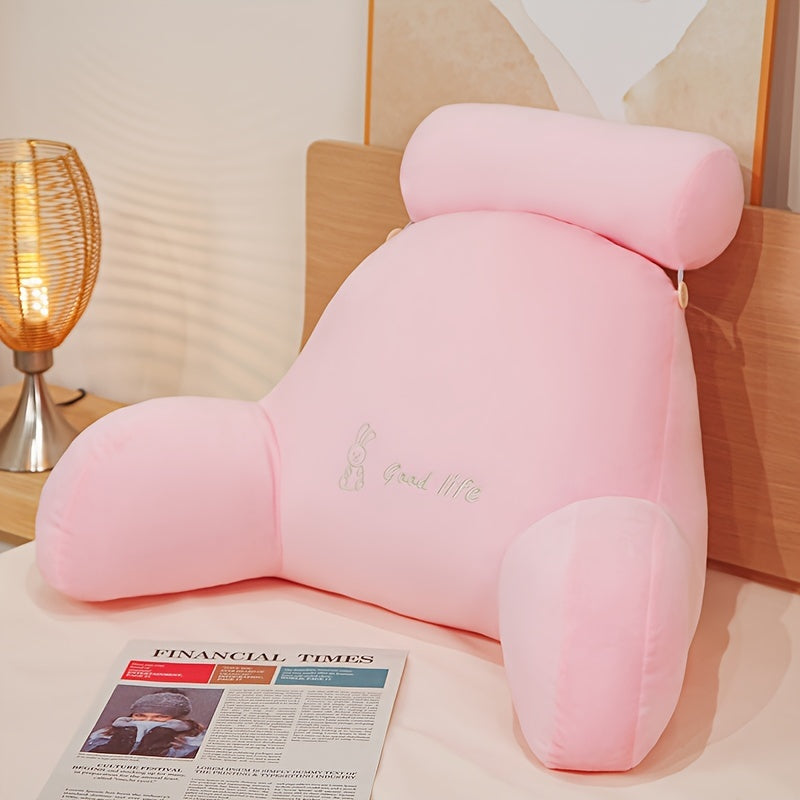 Contemporary Style Bedside Soft Pack Backrest Pillow - Adult Size, Machine Washable, Short Fleece, Non-Woven Fabric, Embroidery, No Battery Required, Suitable for All Seasons, Multi-Purpose Use, Zipper Closure, Filled with Polyester Fiber, Cover Material: