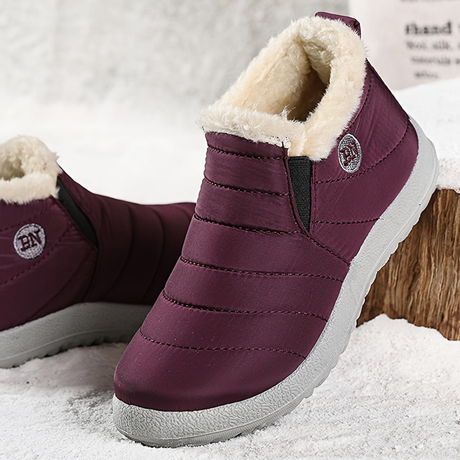Men's Snow Boots, Warm Cozy Non-slip Ankle Boots Plush Comfy Outdoor Hiking Shoes Lined Trekking Shoes, Winter
