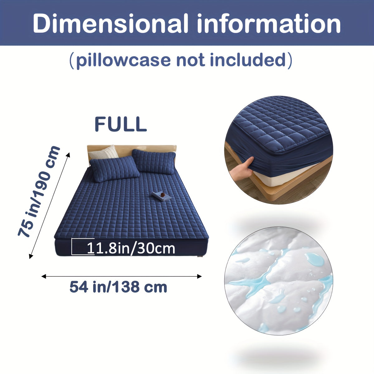 1pc Deluxe Hypoallergenic Mattress Protector - Deep Pocket, Quilted, Waterproof and Soft, for Comfortable Sleep in Bedroom or Guest Room