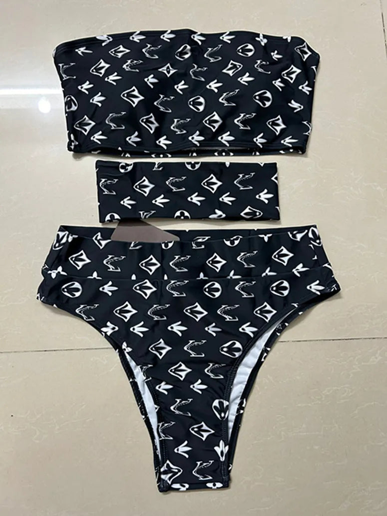 Women Black One Piece Swimwear Designer Padded Bikinis ss Summer Beach Swim Biquinis Letter Print Vacation Hot Spring Bathing Suit #3288