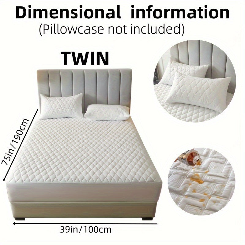 1pc Solid Color Luxurious Mattress Protector - Waterproof, Soft & Cozy Cover - Non-slip All-inclusive Guest Room Bedding - Excludes Pillowcase & Pillow Insert