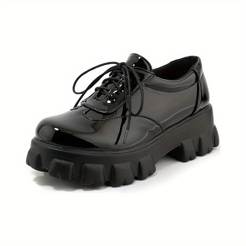 Womens Platform Oxford Shoes Chunky Platform Loafers Goth Buckle Shoes