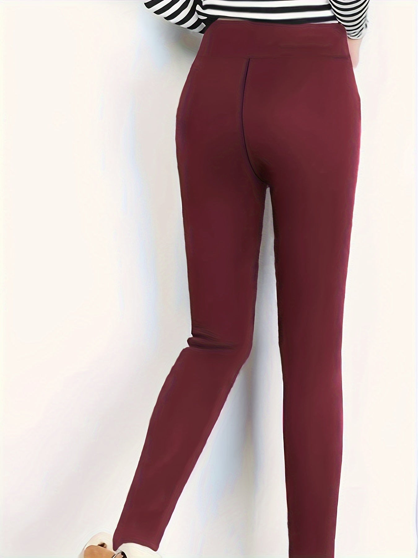 Womens High-Waisted Solid Color Fleece Leggings - Ultra Soft, Warm, and Comfortable with High Elasticity, Four-Way Stretch, and Moisture-Wicking Properties for Fall and Winter Activewear - Perfect for Outdoor Sports and Daily Casual Wear