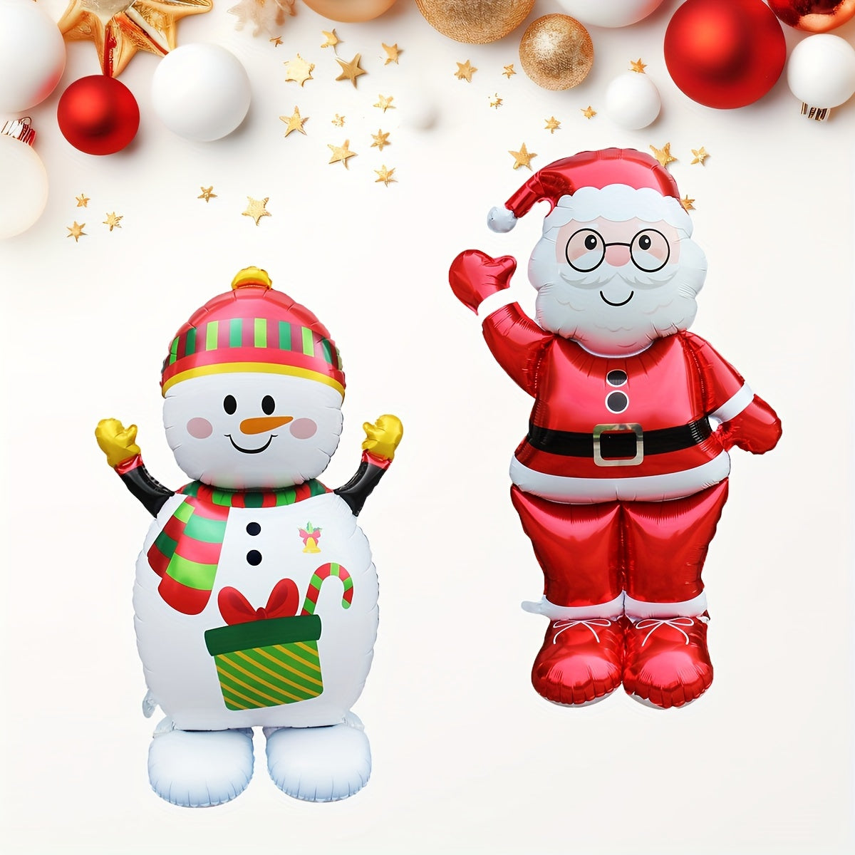 Jumbo 61" Santa Claus & Snowman Foil Balloons - Perfect for Christmas Party Decor, Home & Mall Holiday Displays