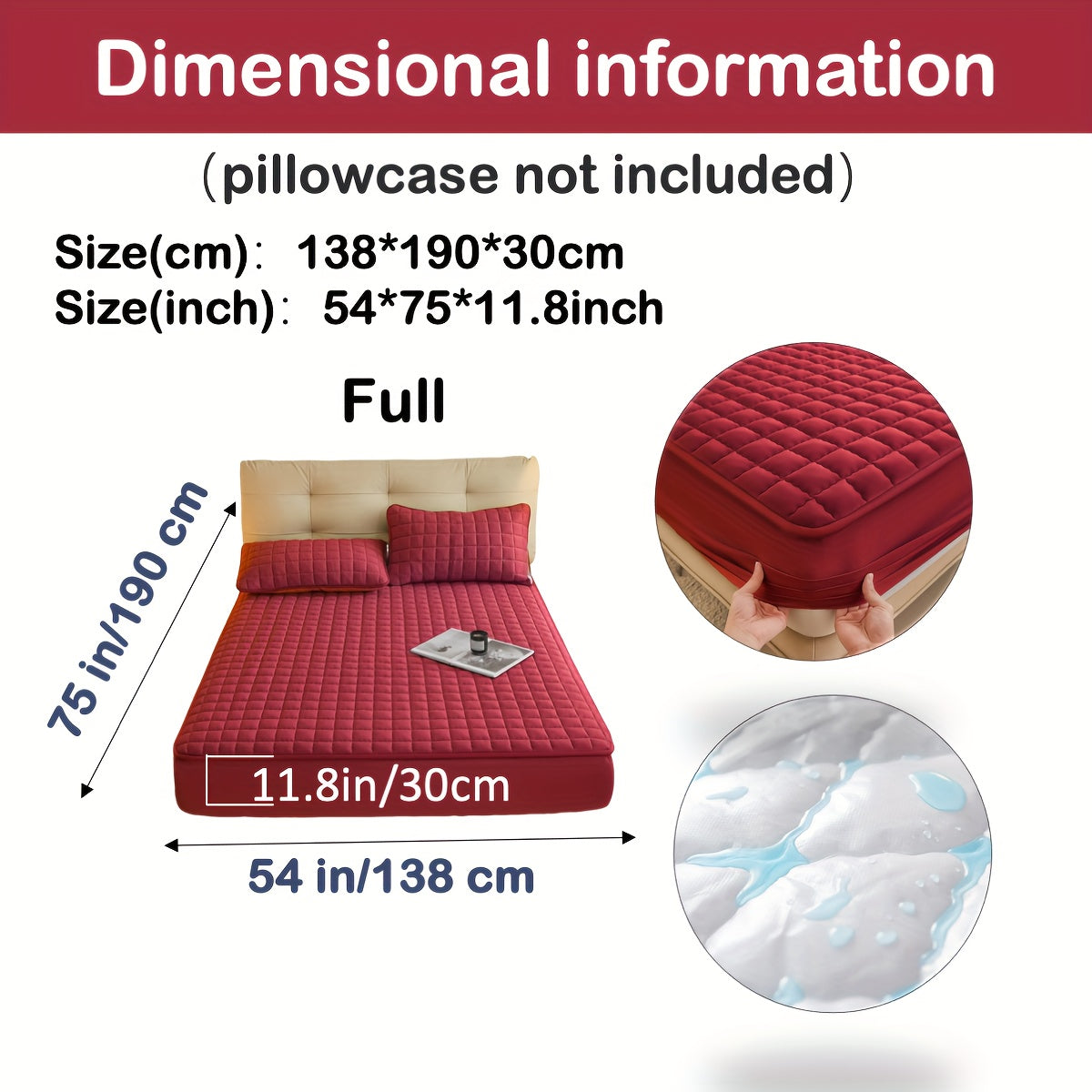 1pc Deluxe Hypoallergenic Mattress Protector - Deep Pocket, Quilted, Waterproof and Soft, for Comfortable Sleep in Bedroom or Guest Room