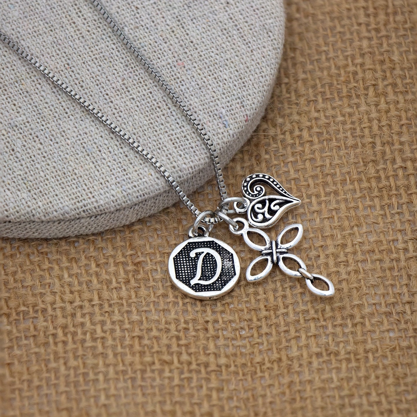 1pc Silvery Initial A-Z Square Chain Necklace For Men Women, Letter Heart Cross Pendant Necklaces, Valentine's Day Birthday Jewelry Gifts